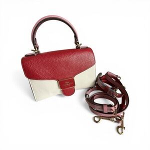 Coach Pepper Satchel Colorblock 1941 Red/Chalk/Pink C6993 Handle/Crossbody